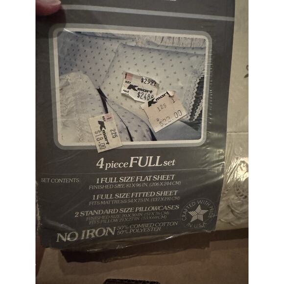 Vintage St Marys Luxury Percale Courtship Lace Full Sheet Set 4 Pc Floral Design - Picture 5 of 6